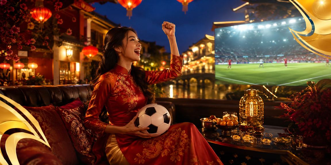 Người dùng Việt Nam xem cá cược bóng đá tại Hội An với trang phục áo dài truyền thống