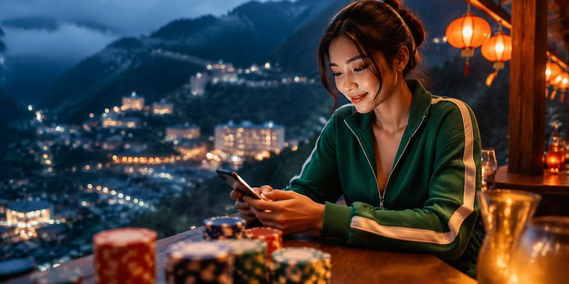 Không khí đêm phố cổ Hội An, người dùng trên điện thoại kiểm tra ưu đãi khuyến mãi casino